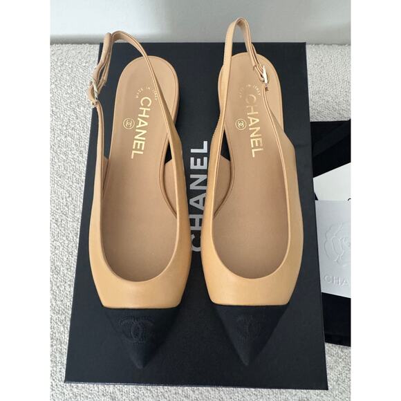 Chanel Interlocking CC Logo Slingback Flats – Size 37 EU | New in Box - Picture 5 of 8